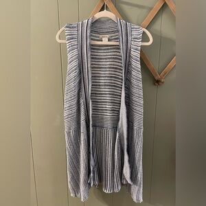 Striped Sleeveless Cardigan